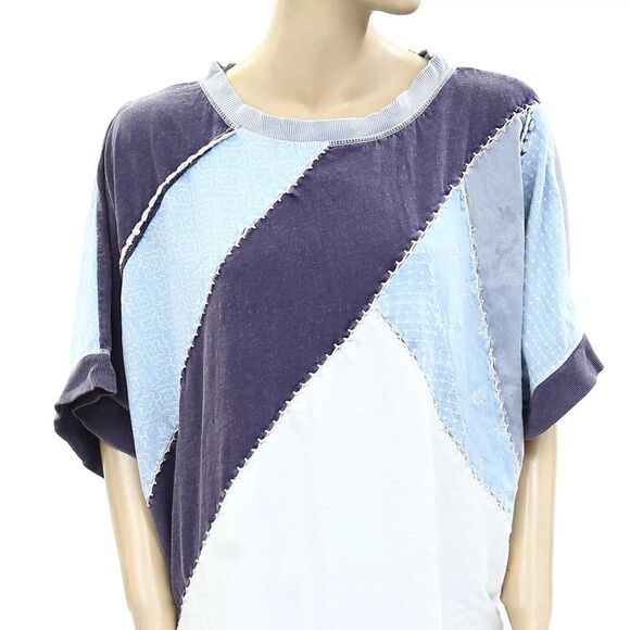 Free People We The Free Colorblock Oversized Pullover Top Embroidered S 273025 - Picture 3 of 7